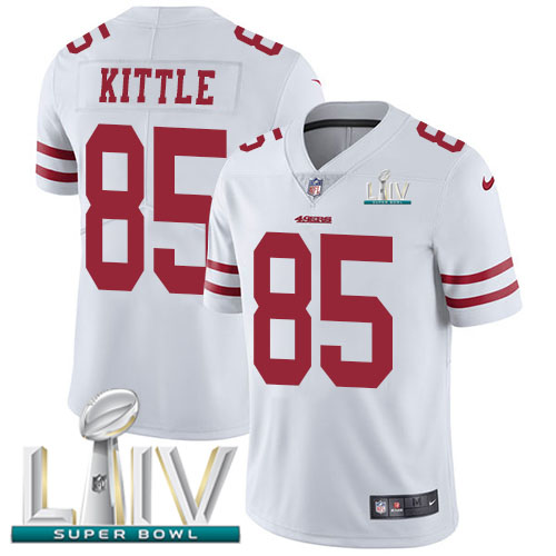 San Francisco 49ers Nike 85 George Kittle White Super Bowl LIV 2020 Men Stitched NFL Vapor Untouchable Limited Jersey